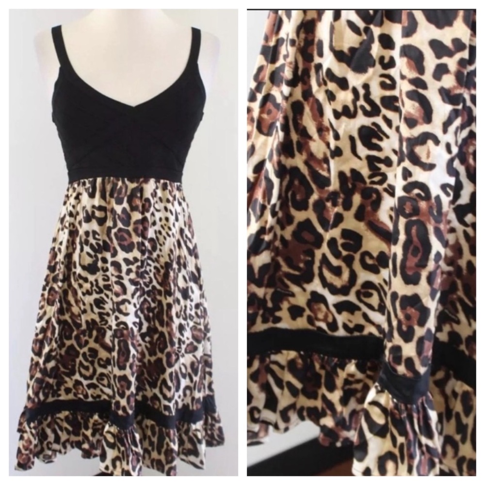 Bebe Casual Party Dress - Leopard Print Size: S